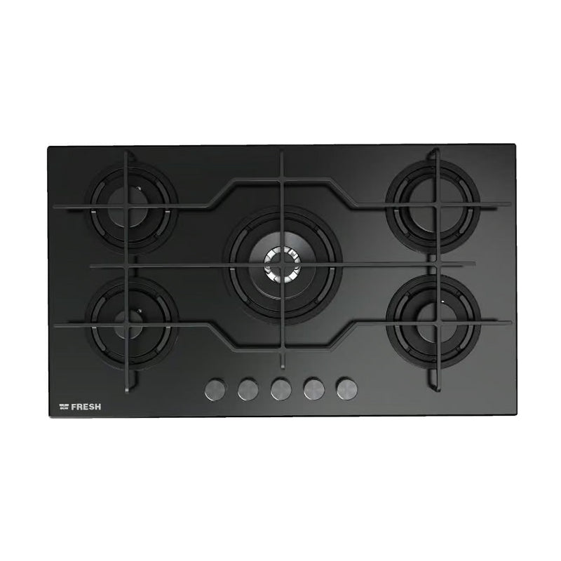 Fresh Built-In Hob Gas 5 Burners 90 Cm Black 9623. Fresh Built-In Hob Gas 5 Burners 90 Cm Black 9623.